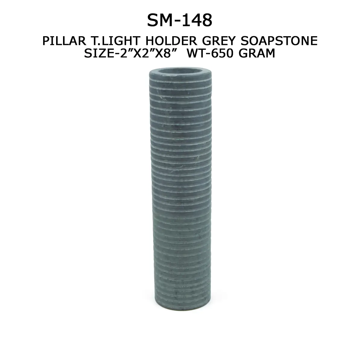 PILLAR T.LIGHT HOLDER GREY SOAPSTONE